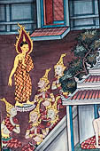Bangkok Wat Pho, mural paintings of the vhian of the Reclining Buddha.